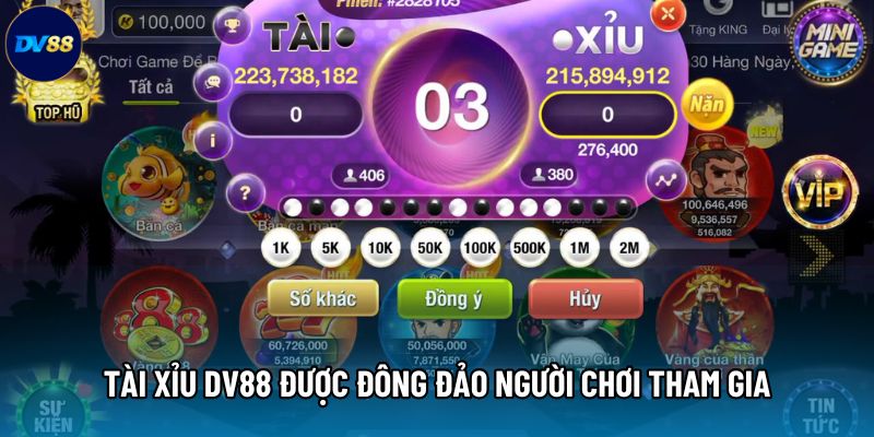 Tài Xỉu DV88 được đông đảo người chơi tham gia